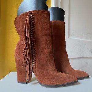 Dolce Vita size 8 brown fringe booties. Like new